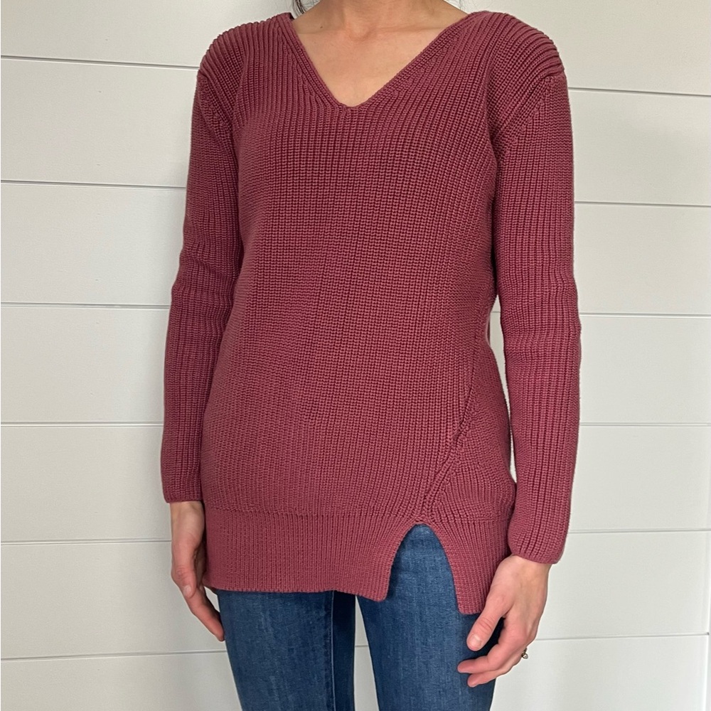 Pact Double V-Neck Tunic Sweater